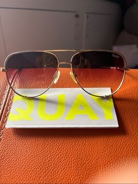 Quay Australia Gold Frame Sunglasses with Brown Gradient Lenses